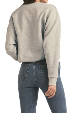 Here's the slightly slouchy sweatshirt that's the favorite to win at weekends. 27" length (size Medium) Crewneck Long sleeves 75% cotton, 25% polyester Machine wash, tumble dry Imported Trendy French Terry Crew Neck Tops, Trendy Soft-washed French Terry Tops, Trendy Relaxed Fit Sweatshirt With Ribbed Neckline, Trendy Sweatshirt With Ribbed Neckline And Relaxed Fit, Casual French Terry Crew Neck Top, Relaxed Crew Neck Tops For Winter, Relaxed Cozy Fit Crew Neck Tops, Relaxed Crew Neck Top With Cozy Fit, Comfortable Drop Shoulder Sweatshirt For Everyday