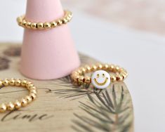 Gold Filled Smiley Face Ring Stacking Rings Beaded Ring - Etsy Smiley Face Ring, Gift Ball, Rings Beaded, Face Ring, Mom Friends, Beaded Ring, Gold Filled Ring, Ring Stacking, Acrylic Charms