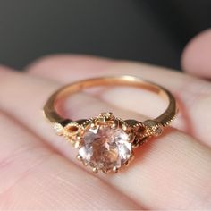 14k Morganite Engagement Ring! Rose Gold! Worn For Less Than A Year & Recently Cleaned By A Jeweler! Different Color Stone Engagement Rings, Rose Quartz And Diamond Engagement Ring, Cute Gold Engagement Rings, Sunset Engagement Ring, Sapphire Engagement Ring Pink, Rose Quartz Ring Gold, Gold Non Traditional Engagement Ring, Earthy Rings Engagement, Oregon Sunstone Engagement Ring