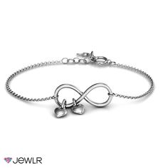 Our Classic Infinity bracelet with two dangling heart charms. Customize each charm with an initial to represent your promise or your friendship between you and your loved one. Personalized Bracelets For Her, Promise Bracelet, Infinity Jewelry, Fingerprint Jewelry, Bracelet Box, Family Jewellery, Bracelet Ideas, Personalized Bracelets, Two Hearts