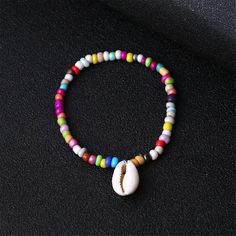 Channel sunshine with every step when you rock this beach-inspired anklet featuring colorful beads and shell charms. 7.87'' L Stretch Howlite / shell Beads Anklet, Charm Anklet, Beach Anklets, Jewelry Beach, Color Beads, Beaded Anklets, Beach Inspired, You Rock, Bohemian Fashion