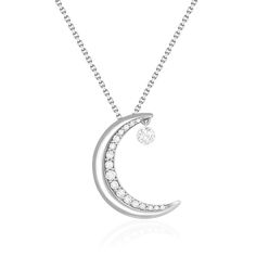 Moon and Star Shimmer Pendant – Na Hoku Moon Collection, Gold Moon, Moon And Star, Moon Star, Yellow Gold Chain, Star Pendant, White Diamonds, Stars And Moon, Diamond White