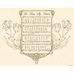 an old sheet music with flowers in the middle and words on it that say be true my dear