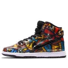 The Dunk High Pro SB offers high-top ankle support for skaters. Available in a range of fabric and patterns. \n Nike Multicolor Skate Shoes For Streetwear, Nike Multicolor High-top Sneakers With Rubber Sole, Multicolor High-top Custom Sneakers For Skateboarding, Multicolor High-top Sneakers With Translucent Outsole For Streetwear, High-top Multicolor Custom Sneakers For Skateboarding, Retro Multicolor Custom Sneakers For Streetwear, Retro Multicolor Skate Shoes For Streetwear, Urban Multicolor Skate Shoes For Skateboarding, Retro Multicolor High-top Sneakers For Sports