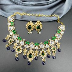 We bring beautiful Jewelry sure to elevate any look! Kindly pay attention to all photos and video and ask questions about the item prior to ordering. Bollywood Meenakari Jewelry Sets For Formal Occasions, Bollywood Style Meenakari Jewelry Set For Formal Occasions, Formal Jewelry Sets With Cutdana For Festivals, Formal Cutdana Jewelry Sets For Festivals, Elegant Kundan Necklace With Meenakari And American Diamond, Elegant Green Kundan Necklace With Meenakari, Formal Bollywood Kundan Necklace With Tilla, Green Kundan Necklace For Formal Occasions, Formal Green Kundan Necklace