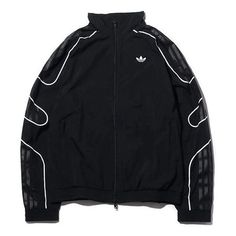 Adidas Originals Flamestrike Woven Track Top 'Black White' DU8130 (Mens/Men's) Athleisure Breathable Track Jacket For Streetwear, Reflective Track Jacket For Streetwear, Black Adidas Logo Track Jacket, Black Adidas Track Jacket, Adidas Track Jacket For Streetwear, Adidas Functional Track Jacket For Streetwear, Functional Black Adidas Track Jacket, Black Breathable Track Jacket For Outdoor, Black Sporty Track Jacket For Light Sports