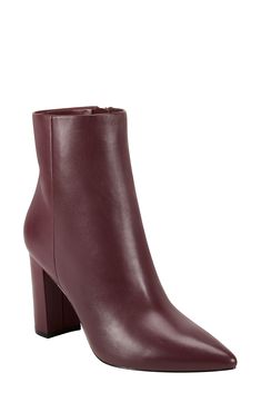 A curved, half-moon heel elevates a sleek and striking bootie crafted from supple leather in a pointy-toe silhouette.True to size. 3 1/4" heel (size 8.5). 5" shaft. Side zip closure. Cushioned footbed. Leather upper/synthetic lining and sole. Imported. Women's Shoes Formal Fall Heeled Boots With 4-inch Heel, Elegant Pointed Toe Booties With Stacked Heel, Ankle Booties With 4-inch Heel For Fall, Elegant Booties With Stacked Heel And Pointed Toe, Fall Heeled Boots With Stacked Heel And Pointed Toe, Chic Pointed Toe Heeled Boots With Heel Tab, Fall Heeled Boots With Reinforced Heel And Pointed Toe, Sleek Medium Width Fall Boots, Pointed Toe Heeled Boots With Heel Tab