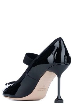 Dimensions: Heel: 9.5cm, Sole: 1.5cm 100% Calf Leather Made in Italy Designer Model Number: 5I793DFDX85JHR Designer Colour: F0002 Office Kitten Heels With Heel Strap And Round Toe, Mary Jane Patent Leather Heels With Contrasting Heel Counter, Mary Jane Patent Leather Heels With Contrasting Heel, Kitten Heels With Contrasting Heel For Evening, Mary Jane Heels With Contrasting Heel Counter For Parties, Evening Court Shoes With Round Toe And Medium Width, Patent Leather Low Heel Court Shoes With Heel Strap, Black Slingback Pumps With Contrasting Heel And Round Toe, Black Slingback Pumps With Contrasting Heel Counter