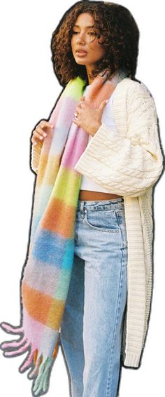 Multicolor Scarves For Cold Weather In Fall, Warm Acrylic Scarves For Fall, Cozy Multicolor Scarves For Cold Weather, Warm Multicolor Scarves For Fall, Multicolor One Size Scarf For Fall, Multicolor Scarf, One Size, For Fall, One-size Multicolor Scarf For Fall, Multicolor One Size Scarves For Fall, Fall Acrylic Scarves