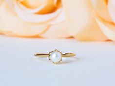 Pearl Engagement Ring, Pearl Wedding Ring, Pearl bridal Ring, Pearl 14K Ring, Pearl Gold Ring, Solit Timeless 14k Gold Pearl Ring For Wedding, Heirloom Round Pearl Ring For Weddings, Round Polished Pearl Wedding Ring, White Timeless Round Cut Pearl Ring, Solitaire Pearl Ring For Wedding, Round Cut, Wedding Ring Pearl, Engagement Ring Pearl, Pearl Gold Ring, Pearl Wedding Ring