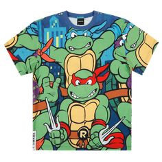 a t - shirt with an image of teenage turtles on it