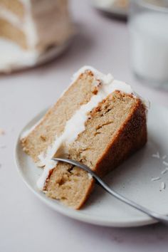 a piece of cake on a plate with a fork