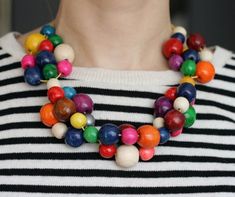 Big colorful necklace Wooden bold chunky necklace multicolour ball necklace statement chunky rainbow Colorful Statement Necklace, Wooden Bead Necklace, Tube Necklace, Wooden Bead Necklaces, Colorful Necklace, Bold Necklace, Wood Bead Necklace, Wooden Necklace, Rainbow Beads