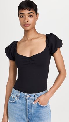 Fast Free Shipping & Free Returns on Free People Bella Thong Bodysuit at Shopbop. Shop new arrivals from Free People at Shopbop.com Stretch Short Sleeve Bodysuit For Night Out, Spring Stretch Bodysuit With Puff Sleeves, Fitted Puff Sleeve Top With Elastic Shoulders, Fitted Ruched Puff Sleeve Top, Fitted Short Sleeve Elastane Bodysuit, Stretch Bodysuit With Puff Sleeves, Fitted Puff Sleeve Top With Elastic Sleeves For Summer, Trendy Fitted Ruched Puff Sleeve Top, Stretch Top With Gathered Short Sleeves