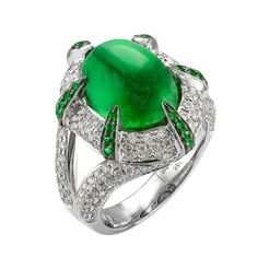 8.17 ct Cabacon Green Tourmaline Juleve Ring Green Tourmaline Ring, Expensive Jewelry Luxury, Kay Jewelry, Hot Jewelry, Jewels Rings, Exclusive Jewelry, Tourmaline Ring, Jade Jewelry, Emerald Stone