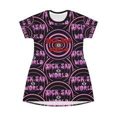 Daria Sick Sad World T-Shirt Dress - All Over Print Cut and Sew All-Over-Print T-Shirt Dress: tagless, custom cut and sewn to match every style. .: Medium fabric (6.0 oz/yd² (170 g/m²) .: Tagless .: Runs true to size .: 100% Polyester with white thread color *Gift Note Messages Will Be Mailed Separately* Cotton Streetwear Dress With Graphic Print, Cotton Graphic Print Streetwear Dresses, Cotton Graphic Print Dress For Streetwear, Crew Neck Cotton Streetwear Dress, Crew Neck Cotton Dress For Streetwear, Cotton Crew Neck Streetwear Dress, Graphic Print T-shirt Dress For Streetwear, Fitted Cotton T-shirt Dress With Graphic Print, David Rose