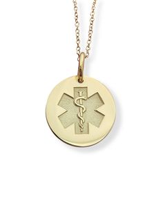 "Dainty 14k Solid Gold Medical Alert Necklace, Personalized Medical Alert Pendant, Custom Medical ID Pendant, Medical Jewelry 14k Solid Gold Choose What Size You Want the Pendant Using The Second Option Box Photos Are For The 0.5 inch Diameter Pendant Pendant thickness : 0.5mm Inner diameter of jump ring : 4mm ♥ Material of pendant and chain: Solid Gold k14 ♥ Packaging: All of our jewelry are beautifully boxed and ready for gifting For more personalized designs take a look here: ♥ www.etsy.com/l Gold Medallion Jewelry Stamped 14k, Symbolic 14k Gold Medallion Jewelry, Symbolic Yellow Gold Medallion Jewelry, Symbolic 14k Gold Jewelry For Commemoration, Personalized Yellow Gold Medallion Jewelry, Gold Pendant Jewelry Cadmium-free, Cadmium-free Gold Pendant Jewelry, Polished Commemorative Medallion Jewelry, Polished Medallion Jewelry For Commemoration