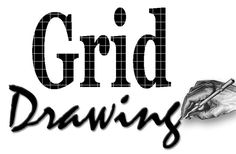 the words grid drawing are written in black and white