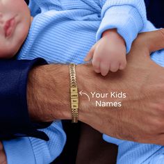 Introducing our exquisite Dad Bracelet with Kids Names, a perfect gift for every proud father out there. Crafted with love and attention to detail, this bracelet reflects the deep bond between a dad and his little ones. Made from high-quality materials, this bracelet is not only timeless but also durable, ensuring that it will be a cherished keepsake for years to come. Whether it's Father's Day, a birthday, or any special occasion, this Dad Bracelet with Kids Names will make a heartfelt and sent Adjustable Jubilee Bracelet For Mother's Day, Father's Day Gold Bracelet Jewelry, Adjustable Bracelets For Father's Day Gift, Adjustable Bracelets As Father's Day Gift, Gold Bracelet Jewelry For Father's Day, Personalized Adjustable Chain Bracelet For Mother's Day, Gold Bracelets For Father's Day Anniversary, Gold Bracelet For Father's Day Gift, Adjustable Name Bracelets For Valentine's Day