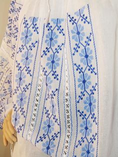 Hand embroidered Romanian peasant blouse handmade ethnic top | Etsy Spring Folk Blouse With Woven Motifs, Traditional White Peasant Top With Intricate Embroidery, Traditional Blue Embroidered Peasant Top, Bohemian Blue Blouse With Geometric Embroidery, Blue Bohemian Blouse With Geometric Embroidery, Blue Bohemian Top With Intricate Embroidery, White Bohemian Peasant Top With Chikankari Embroidery, Traditional White Peasant Top With Geometric Embroidery, White Peasant Embroidered Top With Embroidered Border