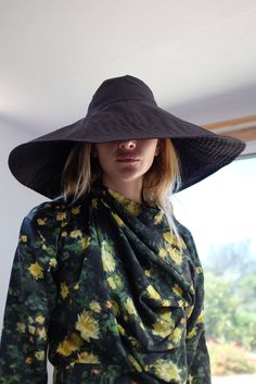 100% Cotton massive oversized floppy sunhat, full shade for face and shoulders, one size fits most. Travels and washable. Ultra sun protection. We looooove this hat. So good! Made in California. Sun Hats, Floppy Hat, Sun Protection, Accessories Design, Shades, California, Sun, Hats, Black