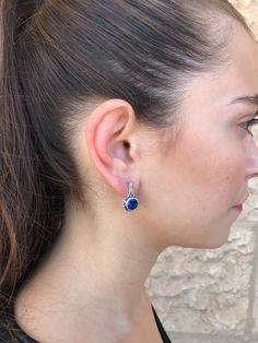 Vintage Earrings set with Natural Kyanite - Blue Kyanite sourced at the highest grade from Africa, in a deep blue color, at 8mm diameter. Flower Earrings design made of Solid 925 Sterling Silver ☞ made to last. Matching Ring: www.etsy.com/uk/listing/262723036 ⌛ Last pair of earrings left ⌛ For Pierced Ears - has a pin that goes into the ear and a leaver that securely closes on the pin behind the earlobes - " English Lock “ ❀ Each Natural Gem is unique & will have Slight variations from the produ Taurus Birthstone, Kyanite Earrings, Kyanite Jewelry, Ring Matching, Deep Blue Color, Earrings Design, Matching Ring, Earrings Flower, Blue Kyanite