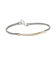 14K Yellow Gold and Sterling Silver 2.5mm bracelet from the John Hardy Essentials Collection. Available in size unisex medium. Sleek Bar, Mixed Metal Bracelets, A Bracelet, John Hardy, Mixed Metals, Bracelet Stack, Sterling Silver Chain, Sterling Silver Chains, Silver Chain