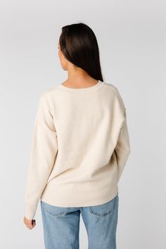 Comfy soft and wonderfully oversized. This sweater will be a favorite! Crew neckline Long sleeve Decorative exposed seams Fabric content - Acrylic, Cotton - Hand wash Super Soft Oversized Crew Neck Sweater, Ae Oversized Softest Crew Neck Sweater, Oversized Long Sleeve Sweatshirt With Soft Texture, Oversized Soft-washed Crew Neck Sweater, Oversized Soft-washed Long Sleeve Tops, Maternity Nursing Dress, Tie Pattern, Nursing Dress, Sky High