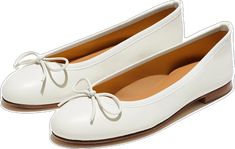 ivory - nappa Chic Leather Ballet Flats For Wedding, Elegant Closed Toe Ballet Flats For Formal Occasions, Classic Ballet Flats For Galas, Elegant Leather Ballet Flats For Wedding, Elegant Almond Toe Ballet Flats For Galas, White Formal Ballet Flats, White Classic Ballet Flats, Elegant White Ballet Flats For Work, White Ballet Flats For Formal Occasions