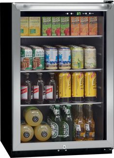 an open refrigerator filled with lots of different types of drinks