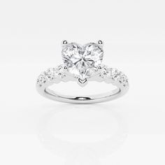 2 ctw Heart Lab Grown Diamond Graduated Engagement Ring 14K White Gold, FG, SI1 Engagement Ring Platinum, Lab Grown Diamond Engagement Ring, Side Stone Engagement Ring, Gorgeous Engagement Ring, Pearl And Diamond Earrings, Engagement Rings Platinum, Lab Grown Diamonds Engagement, Pearl Diamond, Perfect Engagement Ring