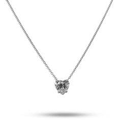 A Jewelers Trade Shop crafted 1.39 carat heart shape diamond in r prong setting with chain attached. White Gold. Formal Heart Cut Cubic Zirconia Necklace, Fine Jewelry Heart Necklace In Cubic Zirconia, Fine Jewelry Heart Necklace With Cubic Zirconia, Cubic Zirconia Heart Cut Diamond Necklace, Diamond Heart Cut Necklace With Prong Setting, Fine Jewelry Heart Cut Necklace With Prong Setting, Wedding Heart Necklace In Prong Setting, Fine Jewelry Heart Pendant Necklace With Prong Setting, Heart-shaped Cubic Zirconia Necklace With Prong Setting