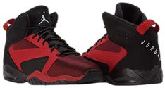 Retro High-top Jordan Sports Shoes, Retro High-top Jordan Shoes For Sports, Black Retro Sneakers For Sports Events, Retro Black Sneakers For Sports Events, Red Casual Jordan Basketball Shoes, Red Casual Jordan Shoes For Basketball, Casual Red Jordan Basketball Shoes, Red Mid-top Basketball Shoes, Red Sporty Jordan Shoes For Sports Events