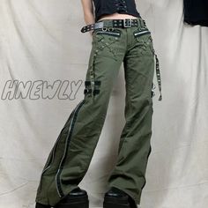 SPECIFICATIONS Material: Polyester Style: Fashion Length: Full Length Decoration: Button Closure Type: Zipper Fly Waistline: Low Waist Applicable Gender: Female Package Contents 1 x Women Cargo Pants Friendly Tips: 1. Please kindly allow 2-3cm differences according to manual measurement. 2. Please check the measurement chart carefully before you buy the item. (1inch=2.54cm) 3. Due to the lighting and monitors, there are slight differences between the picture and the real item. ? Alternative Style Summer Cosplay Bottoms, Y2k Style Summer Cosplay Bottoms, Y2k Style Bottoms For Summer Concert, Edgy Cotton Bottoms For Festival, Harajuku Style High Waist Cotton Pants, Harajuku High Waist Cotton Pants, Harajuku Style Long Pants, Y2k Cotton Bottoms For Concert, Baggy Harajuku Style Pants For Spring