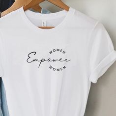 Comes In White Or Other Colors Upon Request! Comment Which Color You Would Like! Women Empowerment Tshirt, Simple White Top With Text Print, Simple White Tops With Text Print, Cricut Shirt Ideas Women, Elegant T Shirt, 2025 Logo, I Love Sarcasm, Htv Ideas, Creative T Shirt Design