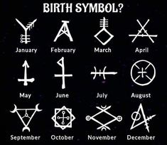 an image of the birth symbols for each zodiac sign in white on a black background