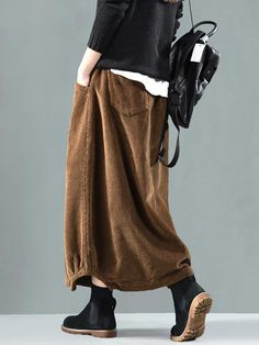 Material:>90%Cotton , CorduroyOccasion:Casual , VintageSeasons:Spring , Autumn , WinterType:Skirts BottomsColor:RED,BLACK,BROWN,NAVY BLUESize:FREE SIZE Loose Skirt Outfit, School Event Dress, Long Pleated Skirt, Loose Skirt, Solid Skirt, Skirt Casual, Vintage Corduroy, Elastic Waist Skirt, Girlie Style