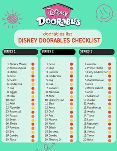 the disney doodles list is shown with numbers and names for each child's name