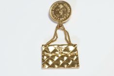 CHANEL Spring Couture 1986 CC Quilted Purse Brooch Chain Brooch, Quilted Purse, Spring Couture, Genuine Love, Quilted Purses, Chanel Spring, Chanel Paris, Made In France, Antique Jewelry