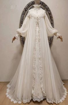 Orcajump - Evening Gown Bridal Dress - Sophisticated Formal Attire Dubai Women, Gown Bridal, Wedding Dress Chiffon, Sophisticated Dress, Fantasy Dress, Chiffon Long Sleeve, White Bridal, Formal Attire, Fantasy Fashion