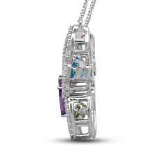 Features: Sterling Silver With Amethyst, Peridot, Swiss Blue Topaz and Created White Sapphire Butterfly Pendant Necklace Dimensions-L:24.7 MM, W:27.4 MM, H:7.3 MM Packaging & Return – All our Jewelry pieces come with a beautiful jewelry box. 30 days no question asked return policy. Jewelili Promise - All our Diamonds and Gemstones are conflict free and are finely crafted in high-quality materials. With an unparalleled dedication to quality and customer satisfaction we offer fine jewelry at affor Formal Multi-stone Fusion Necklace, Oval Amethyst Multi-stone Necklaces, Oval Amethyst Multi-stone Necklace, Amethyst Oval Multi-stone Necklace, Multi-stone Amethyst Necklace For Anniversary, Amethyst Multi-stone Necklace For Anniversary, Purple Multi-stone Pendant Necklace, Multicolor Amethyst Multi-stone Necklaces, Multicolor Amethyst Multi-stone Necklace