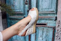 Wedge Wedding Shoes, Bridal Espadrilles, Wedding Boho Beautiful spanish Espadrilles with wedges for brides Lace Espadrilles Wedding shoes Bridal These wedge wedding shoes, adorned with ivory lace overlay are the perfect accessory for a romantic wedding boho. Elegant yet oh-so comfortable, women's espadrille wedge was made with love. The accent of elegance and sophistication of the product has been designed to give your wedding day a very special accent. The shoes are specially made only using hi Spring Wedding Wedge Sandals With Round Toe, Summer Wedding Closed Toe Wedge Sandals, Elegant Summer Wedding Wedge Sandals, Spring Wedding Sandals With Wedge Heel, Spring Wedding Wedge Heel Sandals, Elegant White Wedge Heel Espadrilles, Elegant White Espadrilles For Spring, Elegant Summer Espadrilles, Spring Wedding Open Toe Wedge Sandals