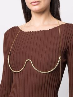 Cult Gaia bra-cup Chain Necklace - Farfetch Metal Bra, Fashion Catwalk, Chain Necklace Gold, Bra Cup, Curve Design, Cult Gaia, Neck Strap, Bra Cups, Necklace Gold