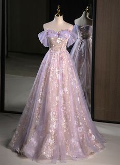 Princess Evening Dress, Gaun Abad Pertengahan, Purple Evening Dress, Purple Tulle, Sequin Prom Dress, Evening Dress Floor Length, Dress 2024, Prom Dress Inspiration, Buy Dresses