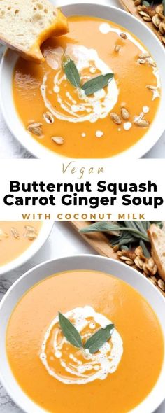 butternut squash carrot ginger soup with coconut milk is an easy, healthy and nutritious soup