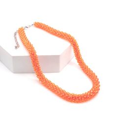 Orange Glass Beads 2.5 inch extender chain