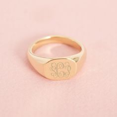 Available in 14k gold plated brass Size: 3/8" by 5/16" Made in the USA With engraving this item is FINAL SALE SKU: BYR1041 Personalized Rose Gold Signet Ring For Everyday, Engraved Initial Ring For Everyday, Trendy Personalized Everyday Rings, Trendy Personalized Rings For Everyday, Trendy Personalized Open Ring, Everyday Elegant Personalized Engraved Ring, Classic Engraved Initial Ring For Everyday, Classic Engraved Wedding Midi Rings, Classic Engraved Midi Rings For Wedding