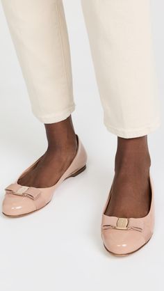 Salvatore Ferragamo Varina Flats | SHOPBOP Patent Leather Ballet Flats, Leather Ballet Flats, Rubber Heels, Leather Accessories, Uganda, Salvatore Ferragamo, Gq, Ballet Flats, Patent Leather