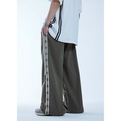 Retro Casual Sports Wide Leg Pants Fabric: 100%Cotton Size: S, M, L, XL Style: Cargo Pants Pants Type: Wide Leg Pants Multiple Color Selections: Black, Dark Gray  Season: Spring, Fall, Summer Green Sweatpants With Side Stripes For Streetwear, Green Streetwear Pants With Side Stripes, Green Pants With Side Stripes For Streetwear, Green Side Stripe Pants For Streetwear, Sporty Green Straight Pants, Sporty Full-length Green Bottoms, Hip Hop Green Wide Leg Bottoms, Green Bottoms With Side Stripes For Streetwear, Sporty Wide Leg Cotton Pants