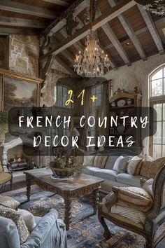 a living room with french country decor ideas